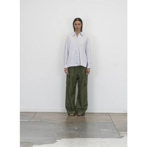 💕TIBI💕 Stella Crispy Nylon Pleated Cargo Pant ~ Army Green 2 NWT - Picture 6 of 15